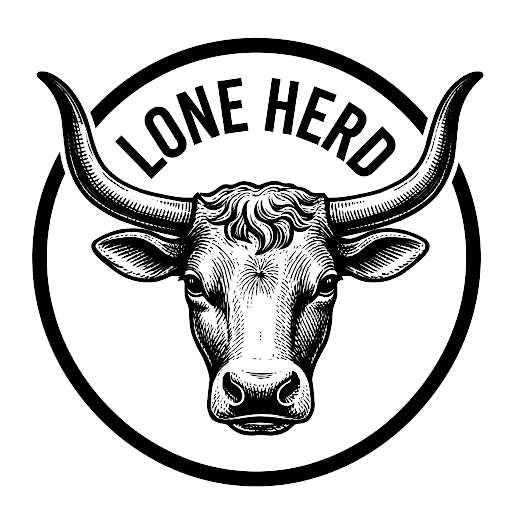 Lone Herd badge: a longhorn steer head in a ring